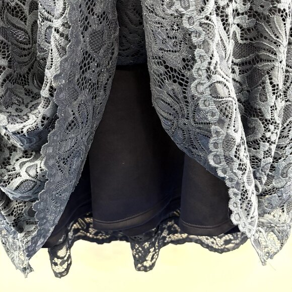 Kiyonna Plus Scalloped Boudoir Lace Sheath Dress Navy Blue 1X 14-16 - Picture 7 of 13